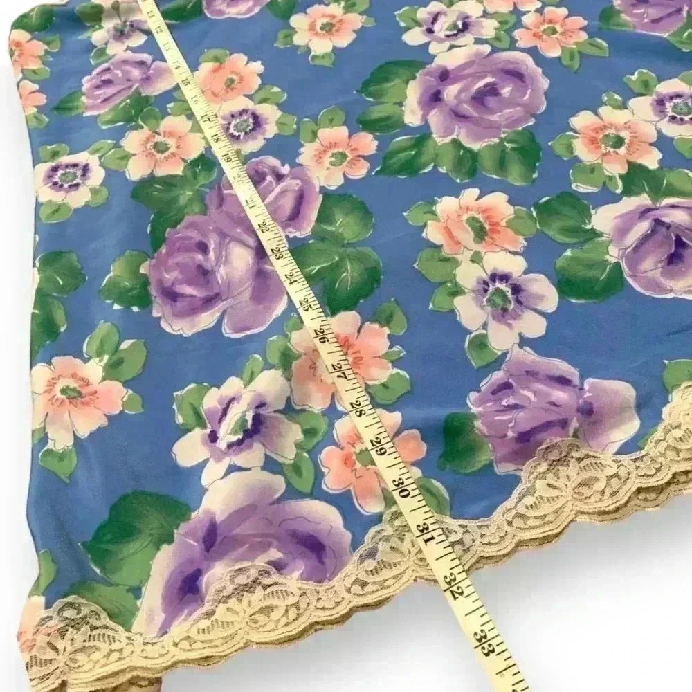 Vintage Victoria's Secret 80's/90's Gold Label Deep V Lace Floral Slip Dress - Picture 8 of 16